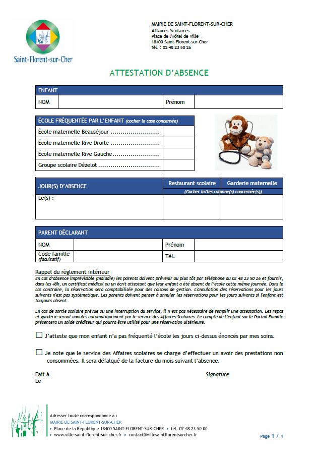 attestation dabsence